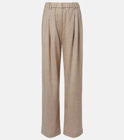 Brunello Cucinelli Monili Virgin Wool Wide-leg Pants In Brown