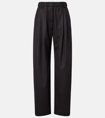 Brunello Cucinelli Monili Virgin Wool Wide-leg Pants In Gray