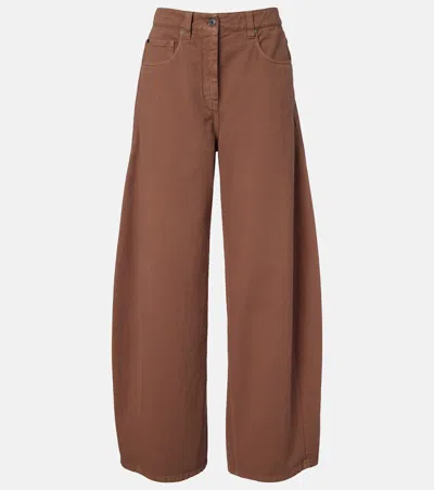 Brunello Cucinelli Monili Wide-leg Jeans In Brown