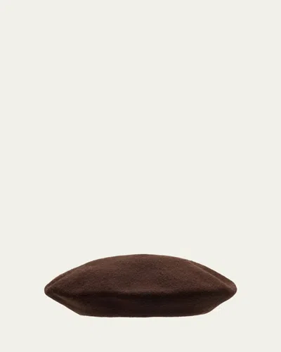 Brunello Cucinelli Monili Wool Beret In Brown