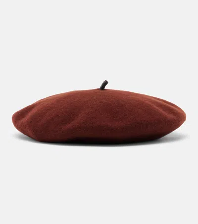 Brunello Cucinelli Monili Wool Beret In Brown