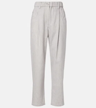 Brunello Cucinelli Pressed Crease Straight Leg Pants In Gray