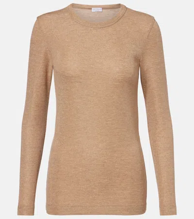 Brunello Cucinelli Monili Wool-blend Sweater In Neutral
