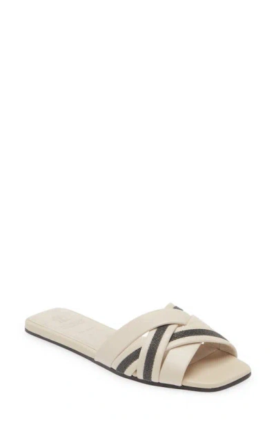 BRUNELLO CUCINELLI MONILI WOVEN SLIDE SANDAL