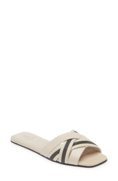Brunello Cucinelli Monili Chain-detail Leather Sandals In White