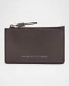 Brunello Cucinelli Monili Zip Leather Wallet In Brown