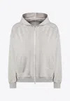 Brunello Cucinelli Monili Zip-up Hooded Sweatshirt In Gray