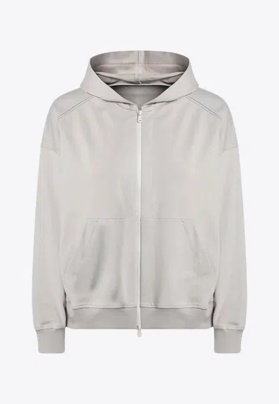 Brunello Cucinelli Monili Zip-up Hooded Sweatshirt In Gray