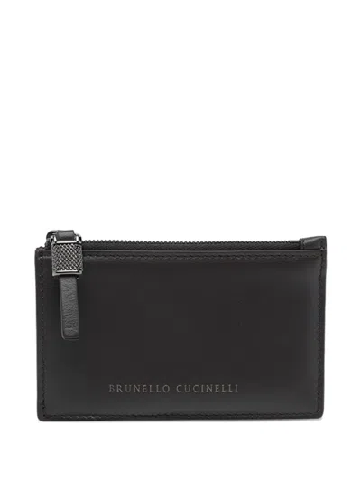 Brunello Cucinelli Monili-chain Leather Wallet In Black