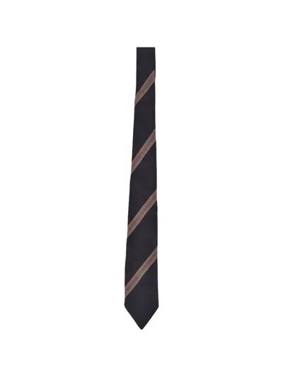Brunello Cucinelli Monili-chain Striped Tie In Black