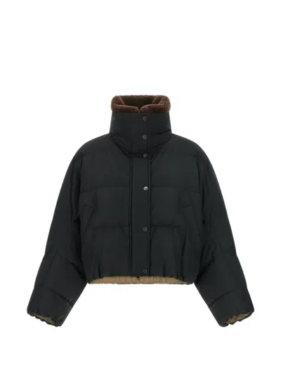 Brunello Cucinelli Monili-detail Cropped Puffer Jacket In Black