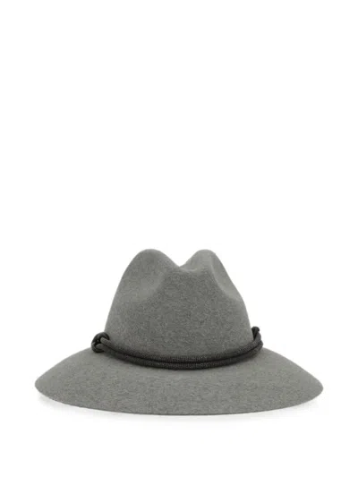 Brunello Cucinelli Monili-detail Fedora Hat In Grey