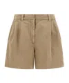 Brunello Cucinelli Baggy Shorts Pleated Front Belt Loops Pockets In Brown
