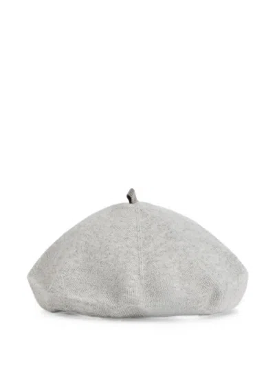 Brunello Cucinelli Kids' Monili-embellished Knitted Beret In Grey