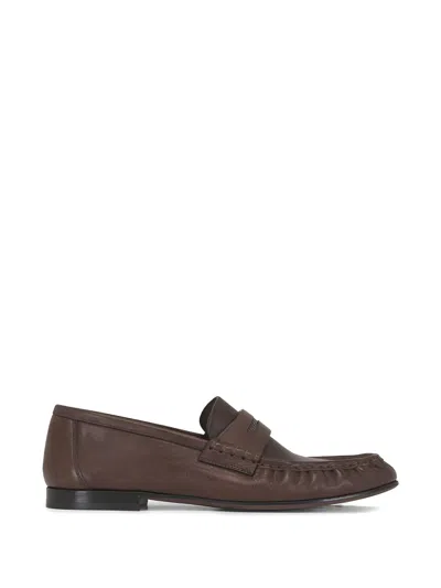Brunello Cucinelli Monili-embellished Leather Loafers In Brown
