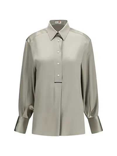 Brunello Cucinelli Monili-embellished Satin Blouse In Gray