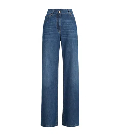 Brunello Cucinelli Monili-embellished Straight Jeans In Blue