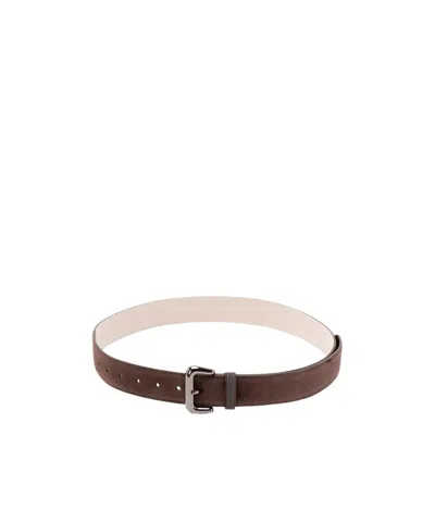 Brunello Cucinelli Monili-embellished Suede Belt In Brown