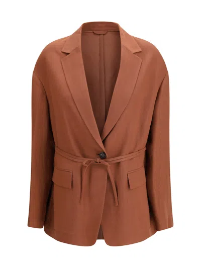 Brunello Cucinelli Monili-embellishment Blazer In Brown