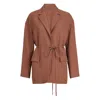 Brunello Cucinelli Women Fluid Viscose And Linen Twill Jacket With Jewellery In Orange