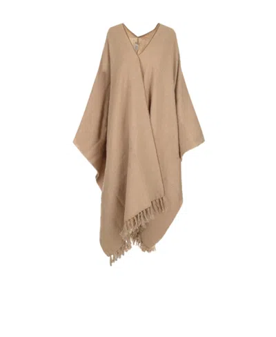 Brunello Cucinelli Monili-trim Fringed Poncho In Brown