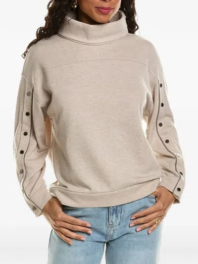 Brunello Cucinelli Cashmere With Buttoned Sleeves Sweatshirt In Neutral
