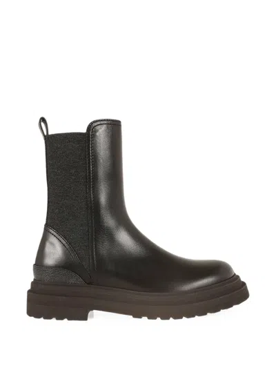 Brunello Cucinelli Leather Chelsea Ankle Chelsea Boot In Multi