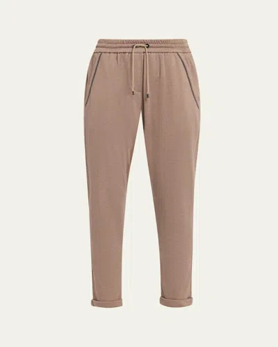 Brunello Cucinelli Monili-trim Slim-leg Ankle Drawstring Sport Pants