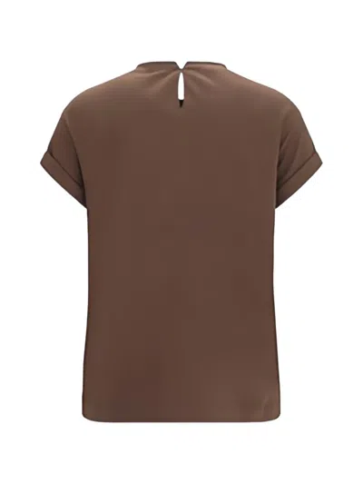 Brunello Cucinelli Monili-trim T-shirt In Brown