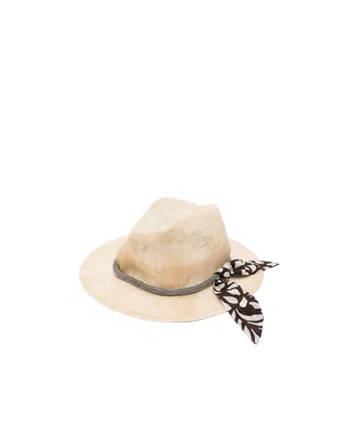Brunello Cucinelli Monili-trim Woven Fedora Hat In Gold