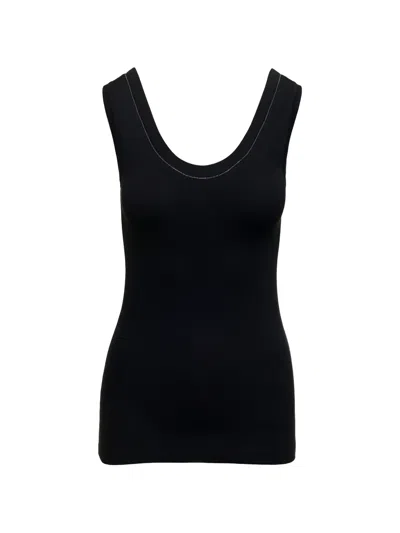 Brunello Cucinelli Monilli-detail Ribbed-knit Tank Top In Black