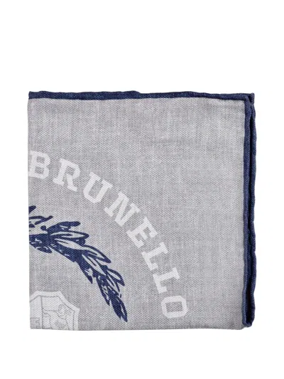 Brunello Cucinelli Monogram-emblem Handkerchief In Gray