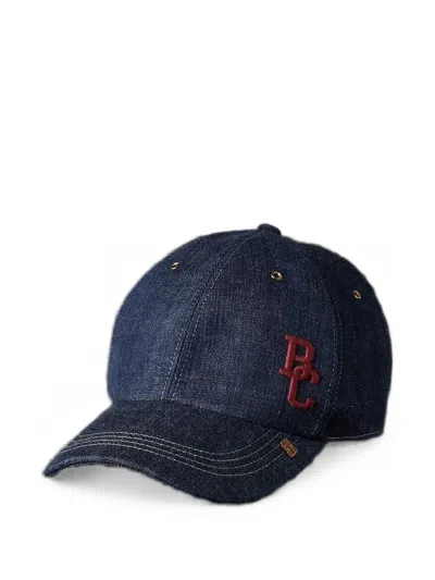 Brunello Cucinelli Monogram-embroidered Denim Baseball Cap In Blue