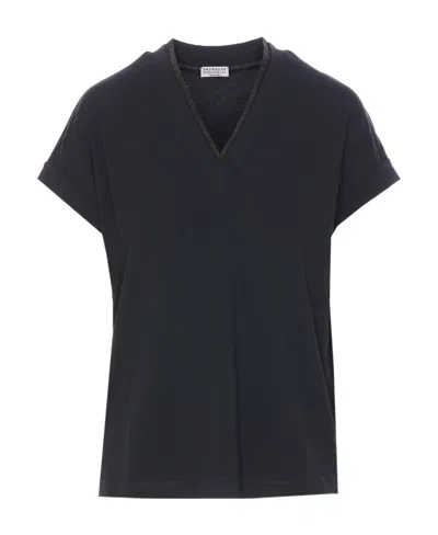 Brunello Cucinelli Monoli-embellished T-shirt In Black
