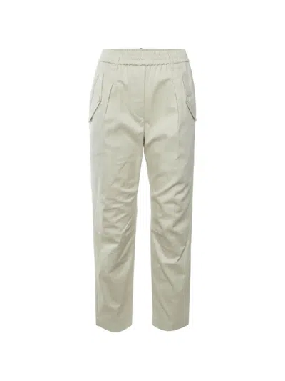 Pre-owned Brunello Cucinelli Monoli-detail Pleated Gabardine Trousers In Neutrals