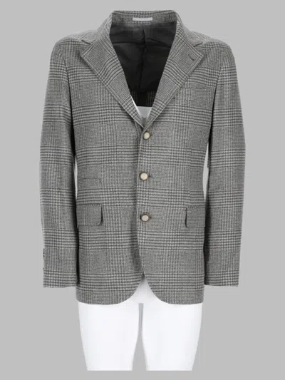 Brunello Cucinelli Monopetto Wool-blend Sports Jacket With Cashmere & Elastane In Gray