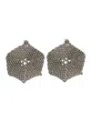 Brunello Cucinelli Metallic Hexagonal Earings With Beads Embellishments In Silver Woman In Grey