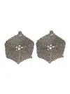 Brunello Cucinelli Metallic Hexagonal Earings With Beads Embellishments In Silver Woman In Grey
