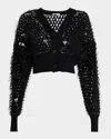Brunello Cucinelli Mosaic 3d Net Cropped Cardigan In C101 Black