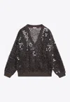 Brunello Cucinelli Chocolate Mesh Top With Sequins Women In Brown