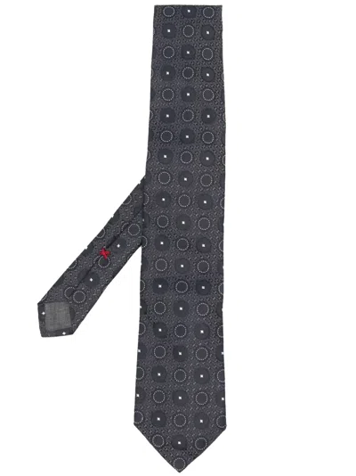 Brunello Cucinelli Motif-embroidered Silk Tie In Blue