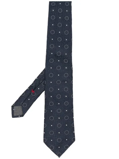 Brunello Cucinelli Motif-embroidered Silk Tie In Blue