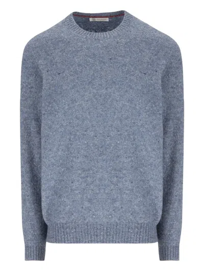 BRUNELLO CUCINELLI MOTTLED-EFFECT RIBBED-KNIT SWEATER