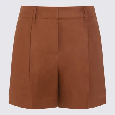 Brunello Cucinelli Mou Linen Bermuda Shorts In Brown