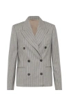 Brunello Cucinelli Pinstripe Double-breasted Blazer In Tobacco
