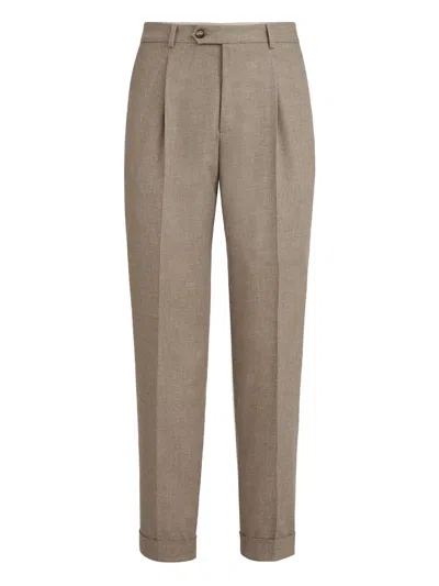 Brunello Cucinelli Trousers With Pleats In Brown
