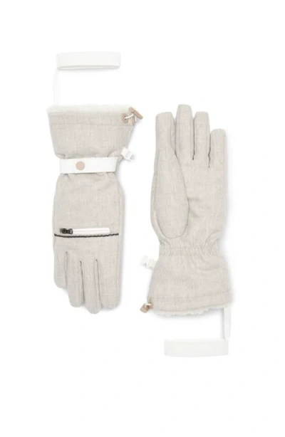 Brunello Cucinelli Mountain Gloves In Light Grey