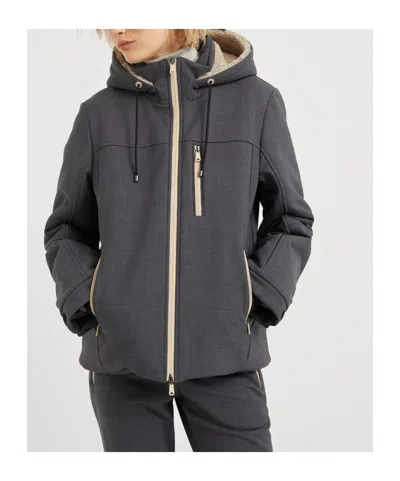 Brunello Cucinelli Bead-embellished Wool-blend Ski Jacket In Gray