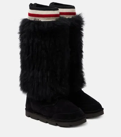 Brunello Cucinelli Panelled Mid-calf Boots In Black