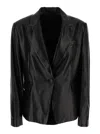 Brunello Cucinelli Black One-breasted Jacket In Leather Woman In Black